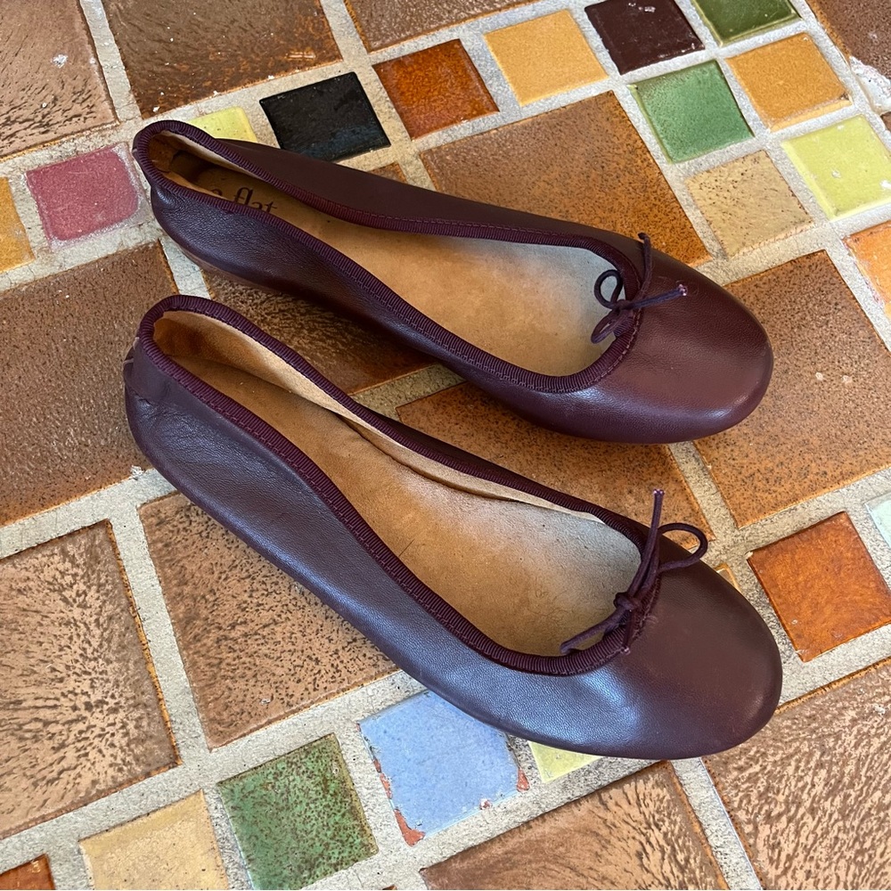 Italian Leather Burgundy Ballet Flats